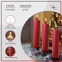 8 Inch Metallic Red Pillar Candles 1pcs Pack