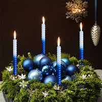 8.5 Inch Handmade Blue Spiral Candle Set of 2