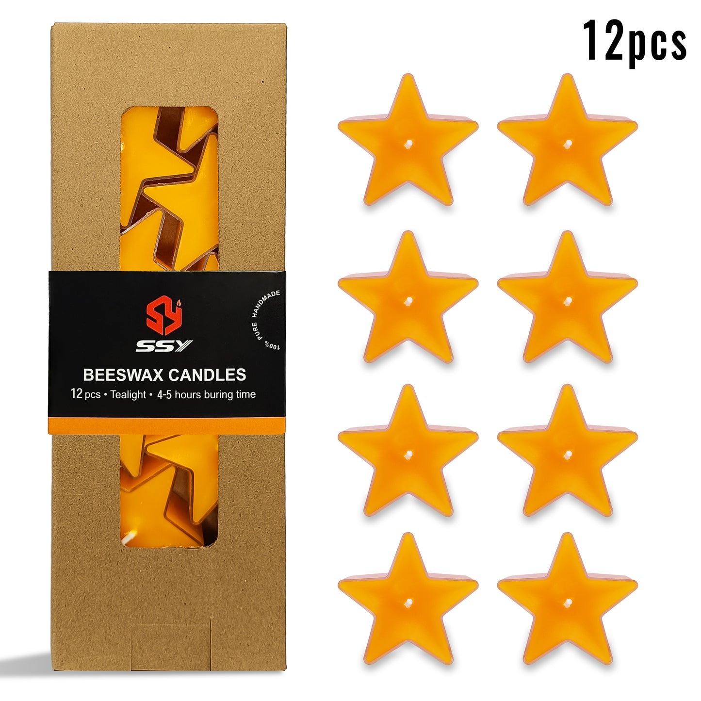 Set of 12 Star Shaped Tealight