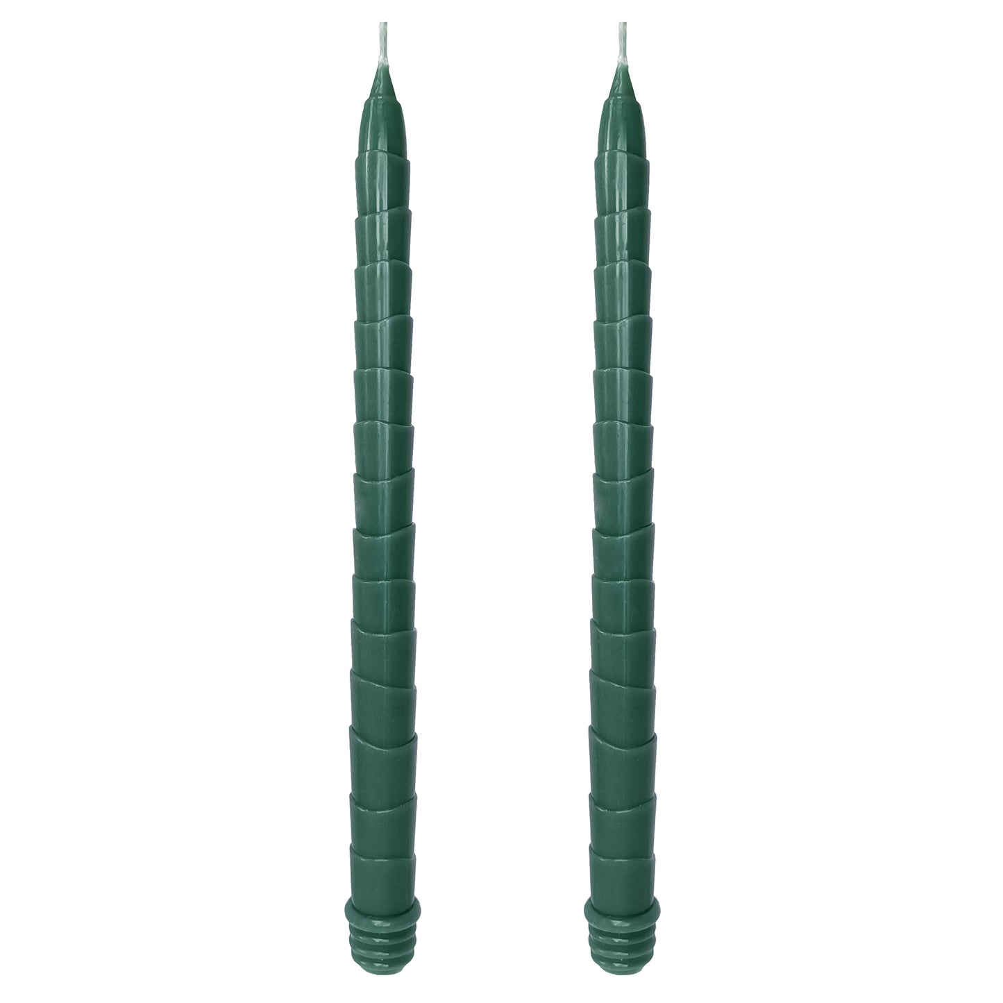 Juego de 2 velas cónicas de color verde oscuro para decoración de cenas de 11,6 pulgadas