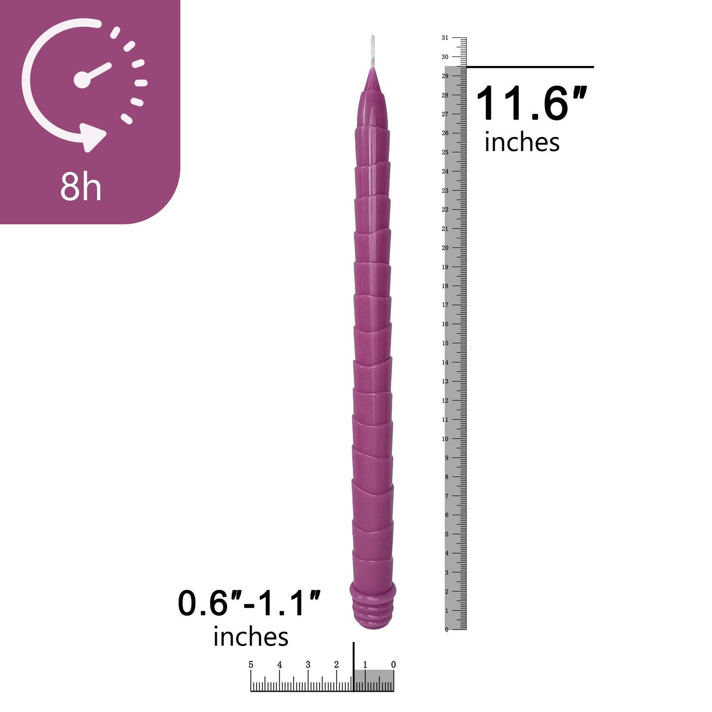 Juego de 2 velas cónicas moradas para decoración de cena de 11,6 pulgadas