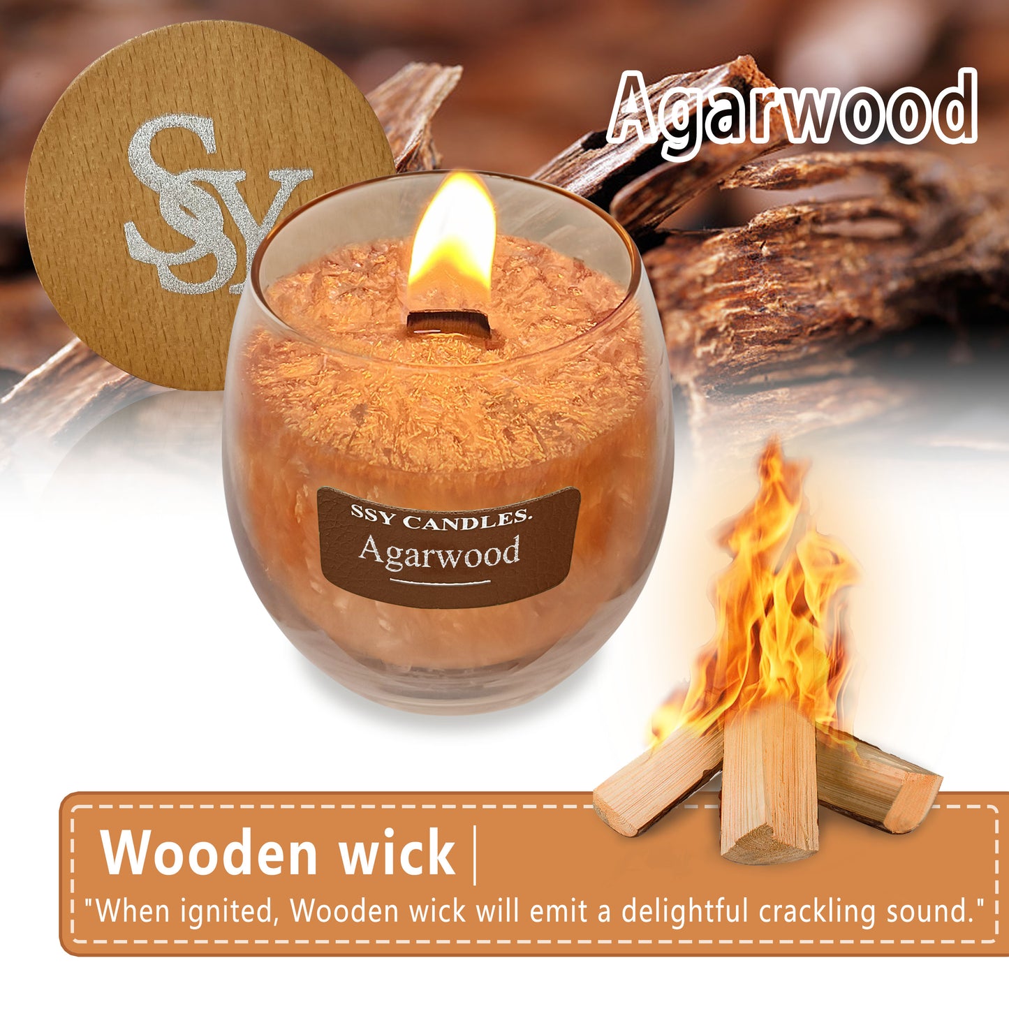 SSY Candle Agarwood Scent Candle Manly Scented Candles Classic 7.9 oz Coffee Scented Candles