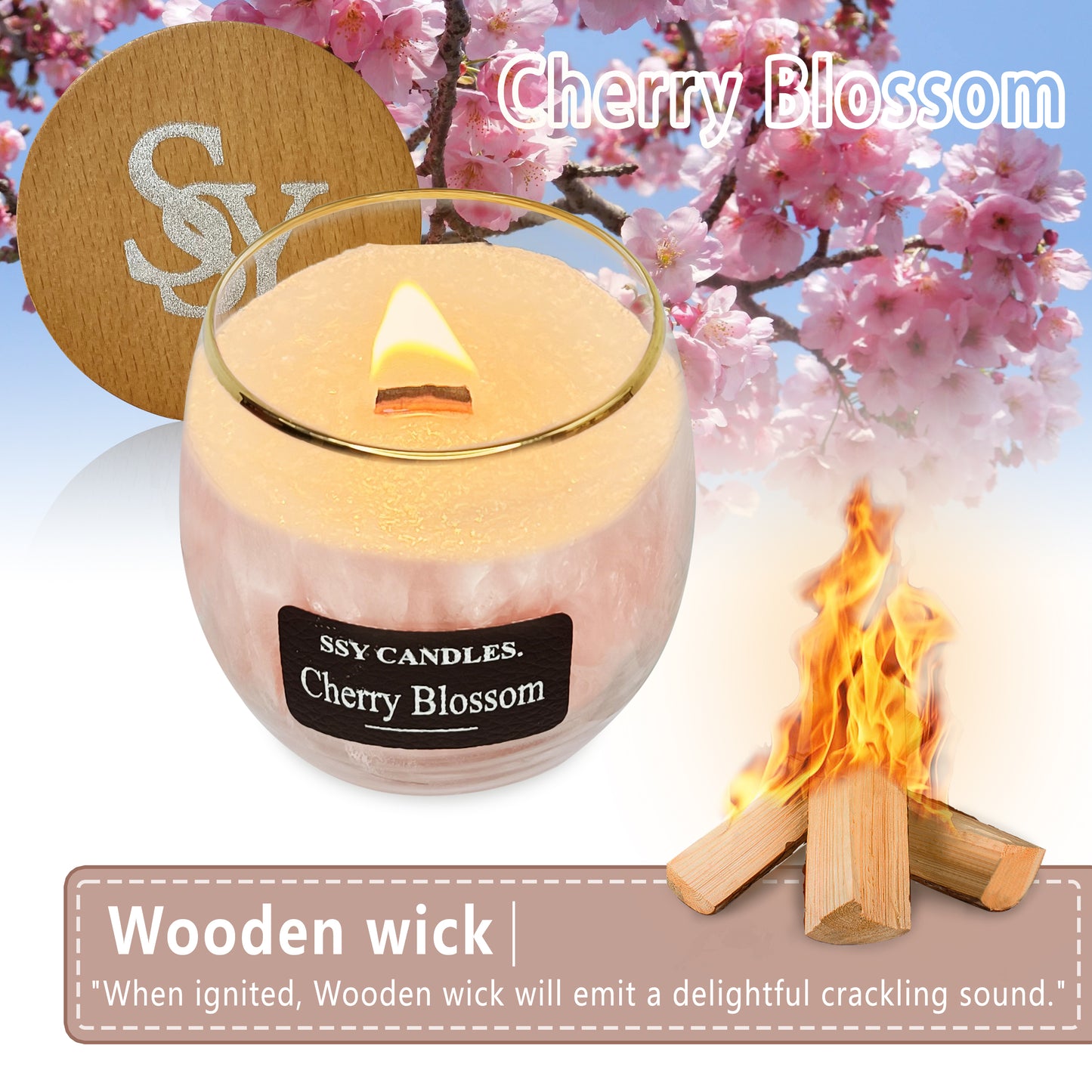 SSY Candle Cherry Blossom Bath and Body Works Candle Scents Classic 7.9 oz Scented Tea Light Candles Scented Candles in Bulk