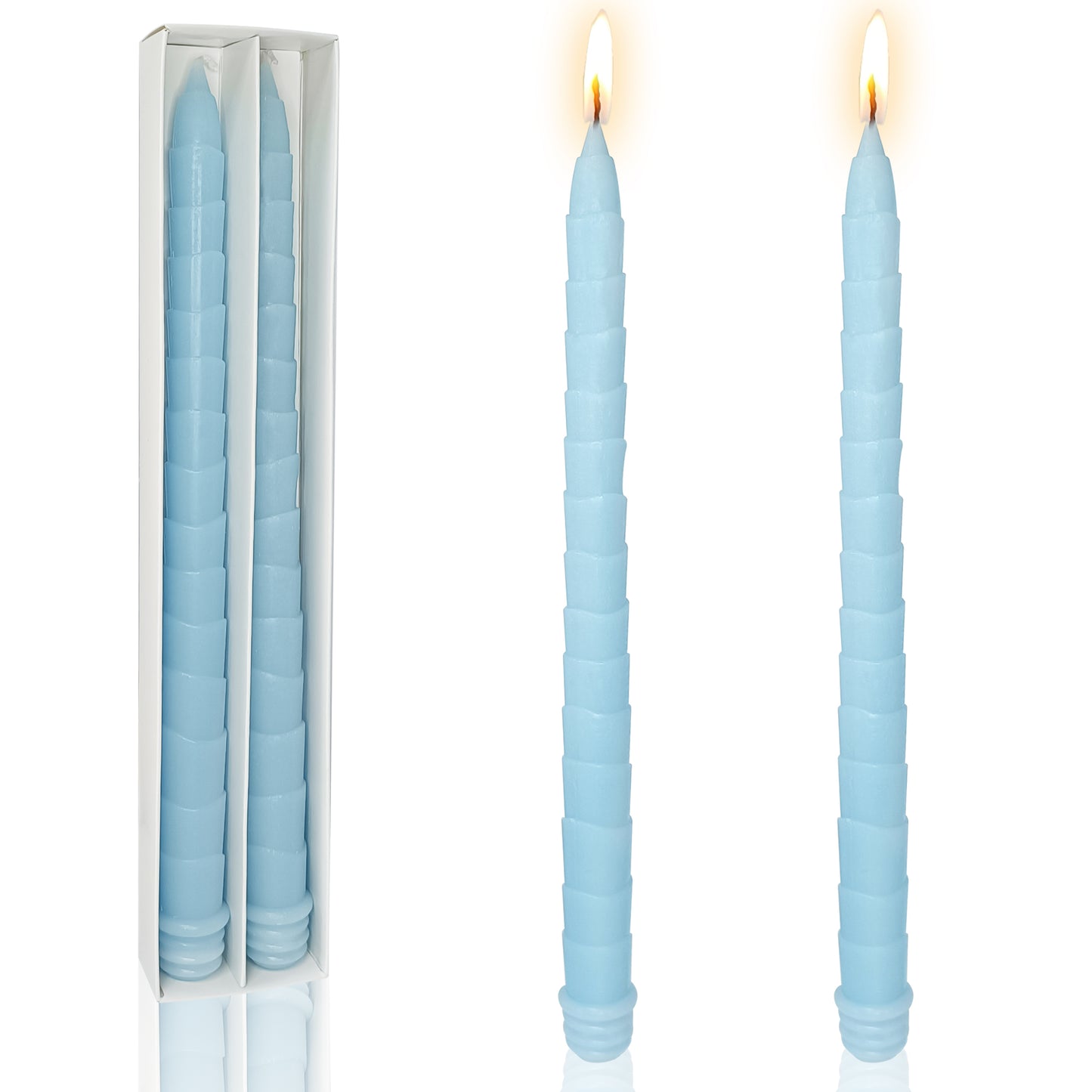 Juego de 2 velas cónicas azules para decoración de cenas de 11,6 pulgadas