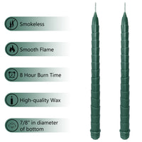 11.6 Inch Dinner Decor Deep Green Taper Candle Set of 2