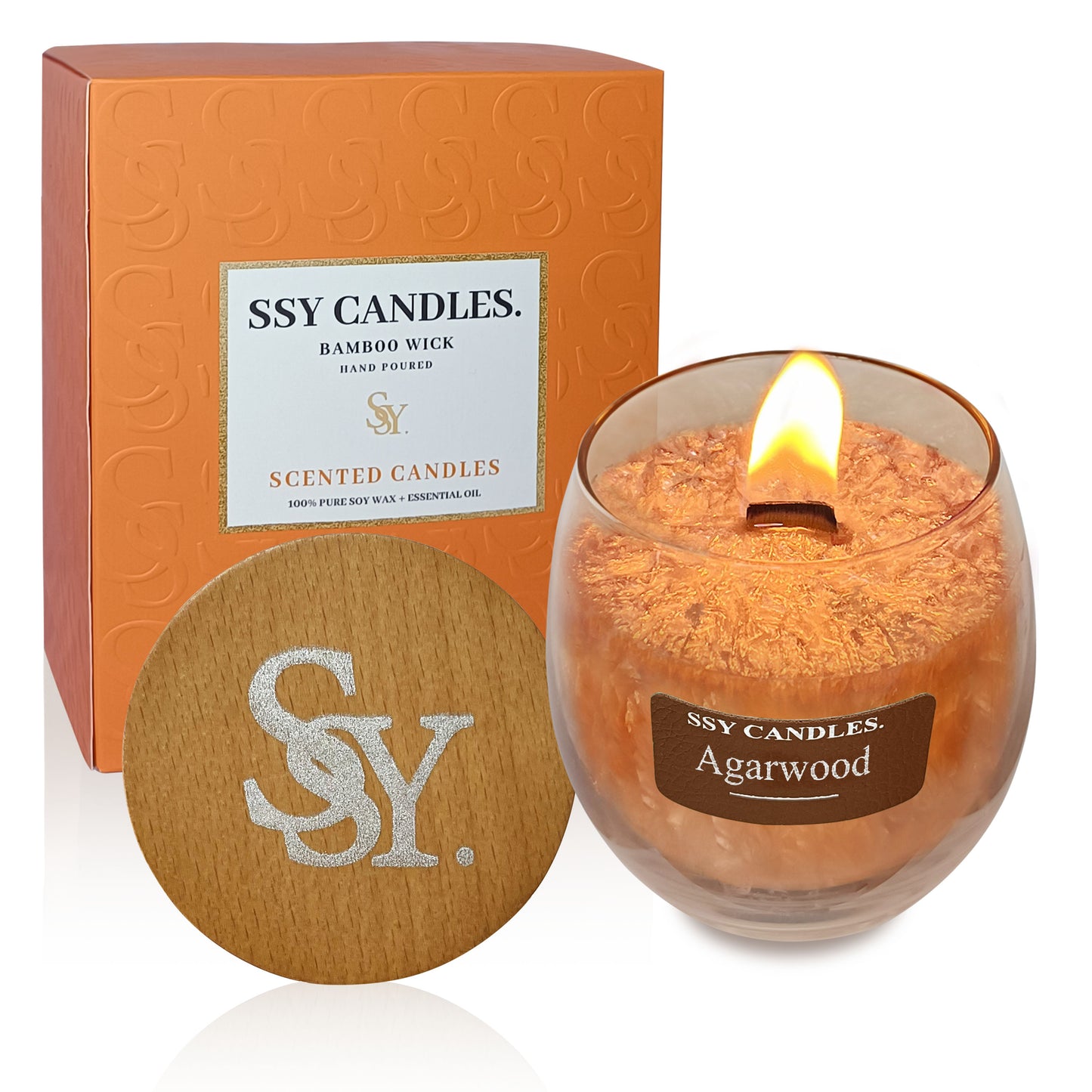 SSY Candle Agarwood Scent Candle Manly Scented Candles Classic 7.9 oz Coffee Scented Candles