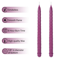 11.6 Inch Dinner Decor Purple Taper Candle Set of 2