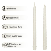 11.6 Inch Dinner Decor White Taper Candle Set of 2