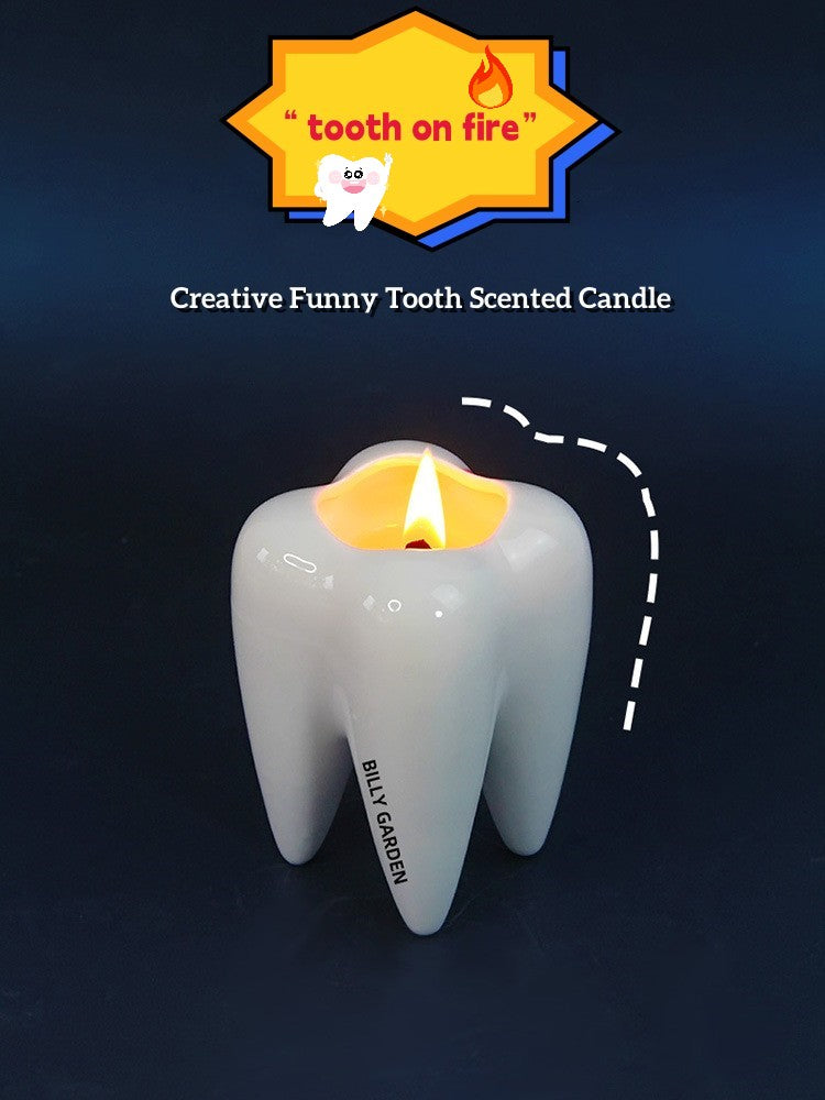 Tooth on Fire！Creative Funny Tooth Scented Candle Tooth Shaped Cup Candle