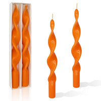 10 Inch Handmade Orange Spiral Taper Candles, Pack of 2