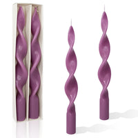 10 Inch Handmade Purple Spiral Taper Candles, Pack of 2