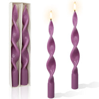 10 Inch Handmade Purple Spiral Taper Candles, Pack of 2