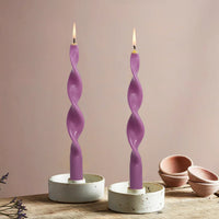 10 Inch Handmade Purple Spiral Taper Candles, Pack of 2