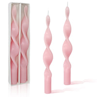 10 Inch Handmade Pink Spiral Taper Candles, Pack of 2