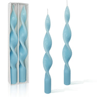 Velas cónicas en espiral azules hechas a mano de 10 pulgadas, paquete de 2