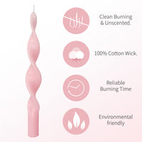 10 Inch Handmade Pink Spiral Taper Candles, Pack of 2