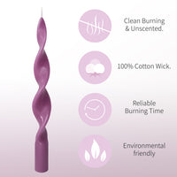 10 Inch Handmade Purple Spiral Taper Candles, Pack of 2