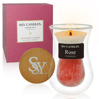 SSY Candles Rose Candle Scent Pretty Scented Candles Wooden Wick & Soy Wax Library Scented Candle