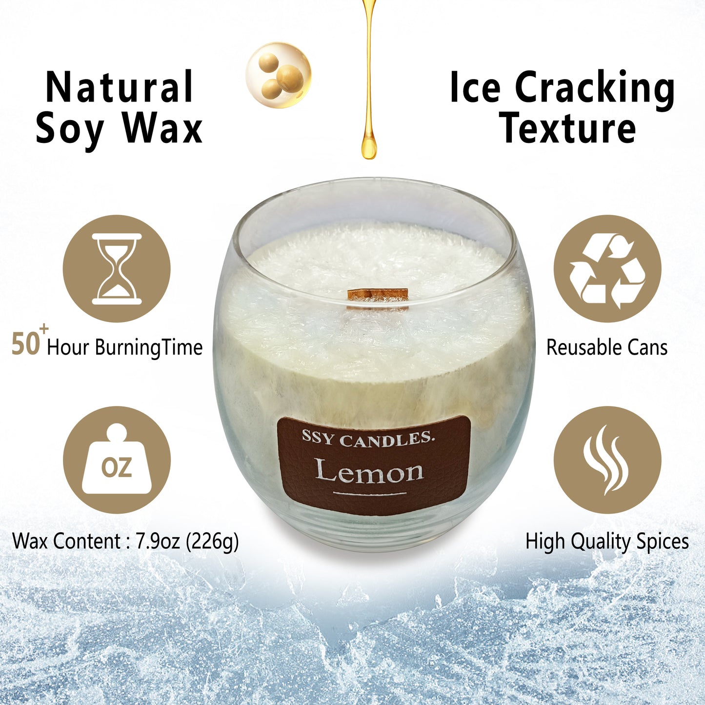 SSY Candle Lemon Scented Candle Bath & Body Works Candle Scents Classic 7.9 oz Scented Candles for Men