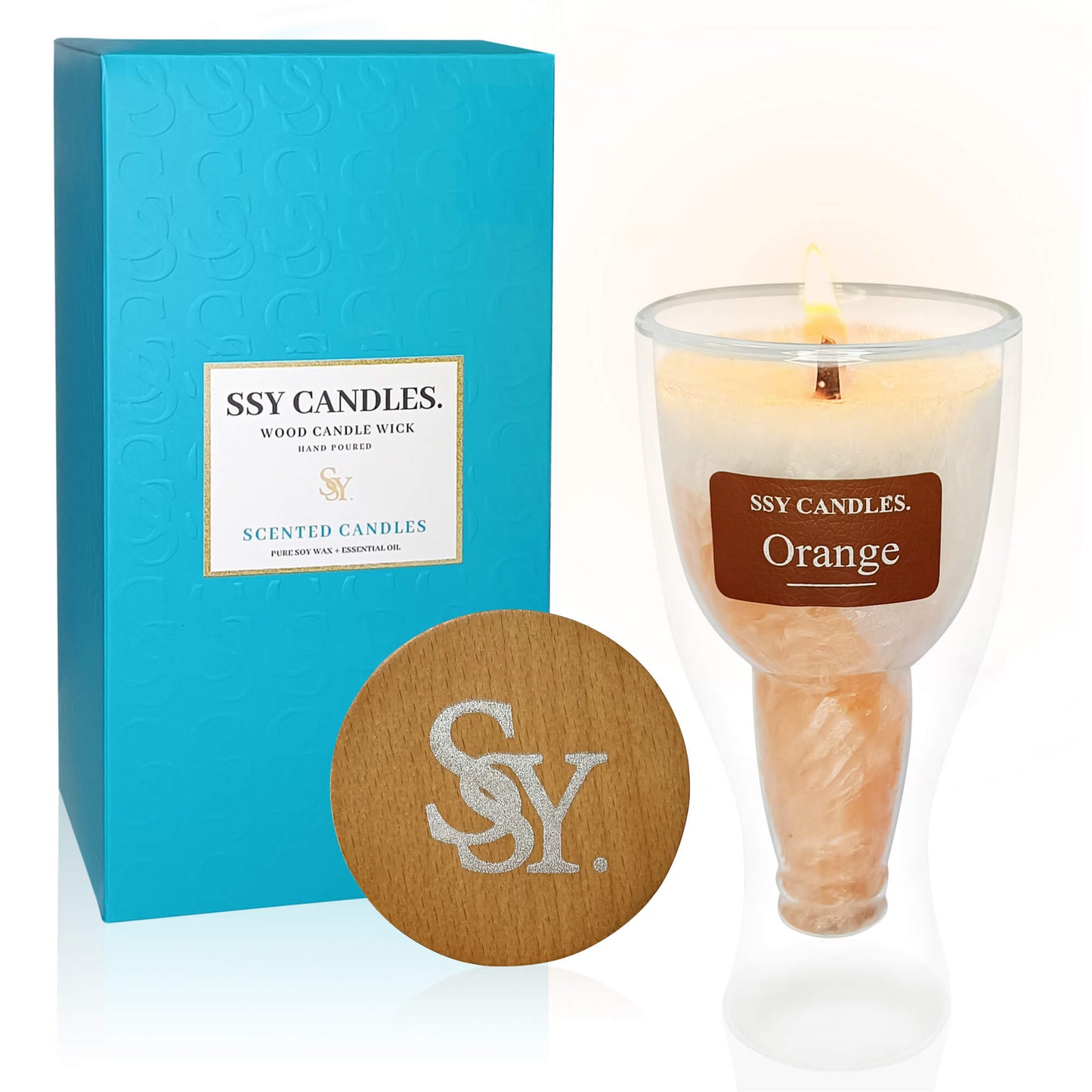 Velas SSY, aroma de vela naranja, bonitas velas perfumadas, mecha de madera y cera de soja, vela perfumada de biblioteca