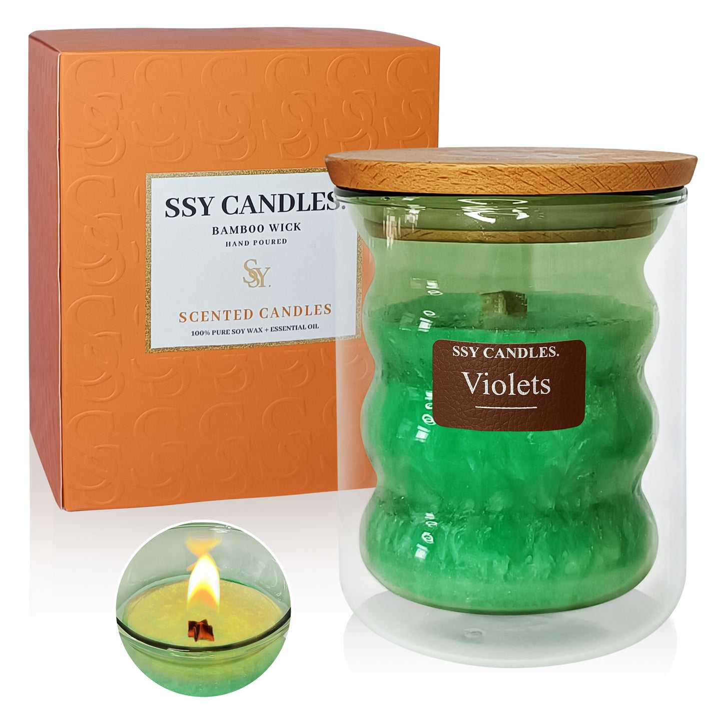 Velas aromáticas SSY El regalo ideal Velas aromáticas Violetas Velas aromáticas a la venta Velas aromáticas en frasco de vidrio coloreado a granel