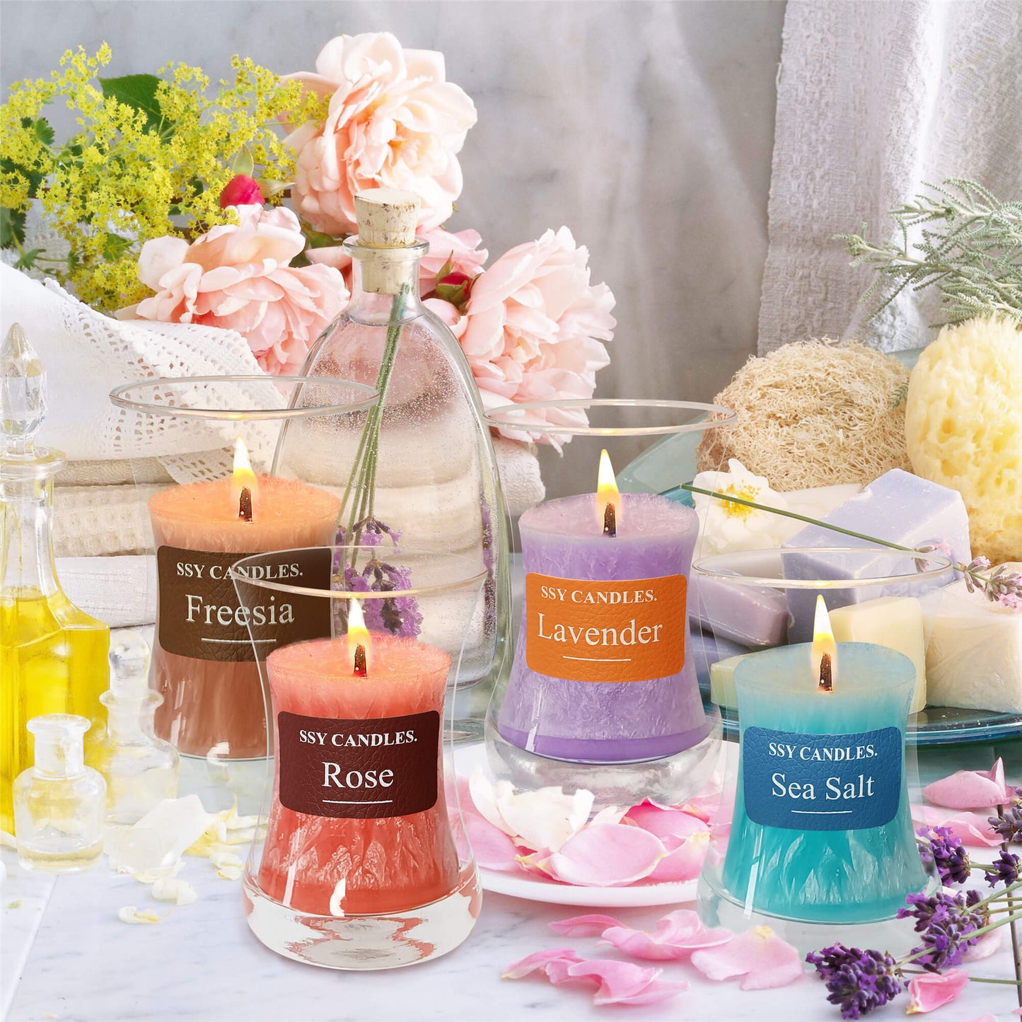 SSY Candle Sea Salt Scents Good Candle Scents Velas de soja clásicas de 3.5 oz Velas perfumadas sin llama perfumadas