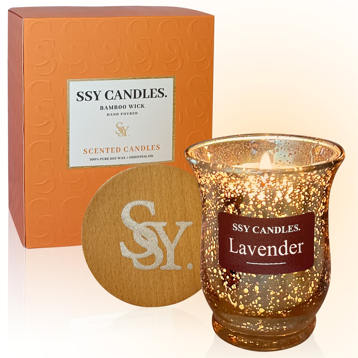 SSY Vela Velas perfumadas de lavanda, Velas sin llama perfumadas con mecha de madera, Velas caseras perfumadas saludables