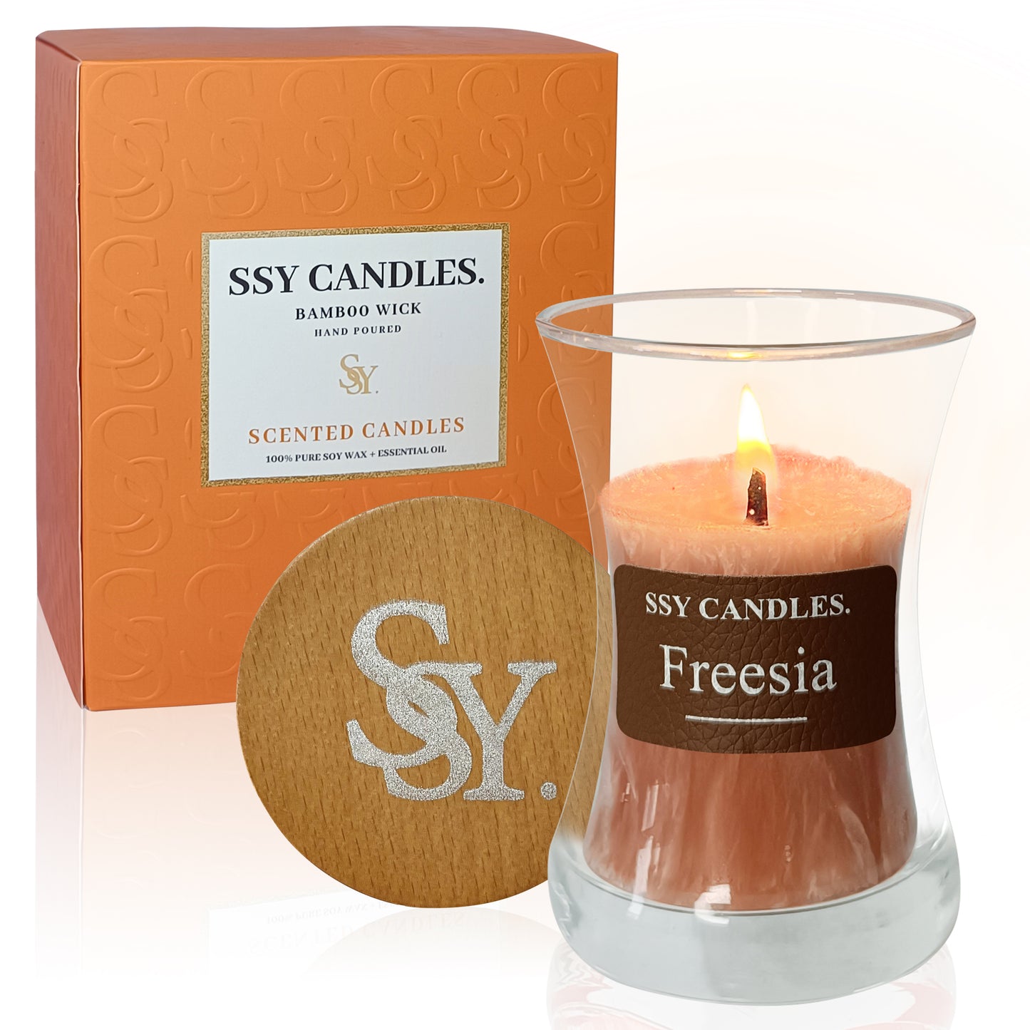 Vela SSY Freesia Vela perfumada de cigarrillo con aroma a vela más popular Velas aromáticas clásicas de mecha de madera de 3.5 oz