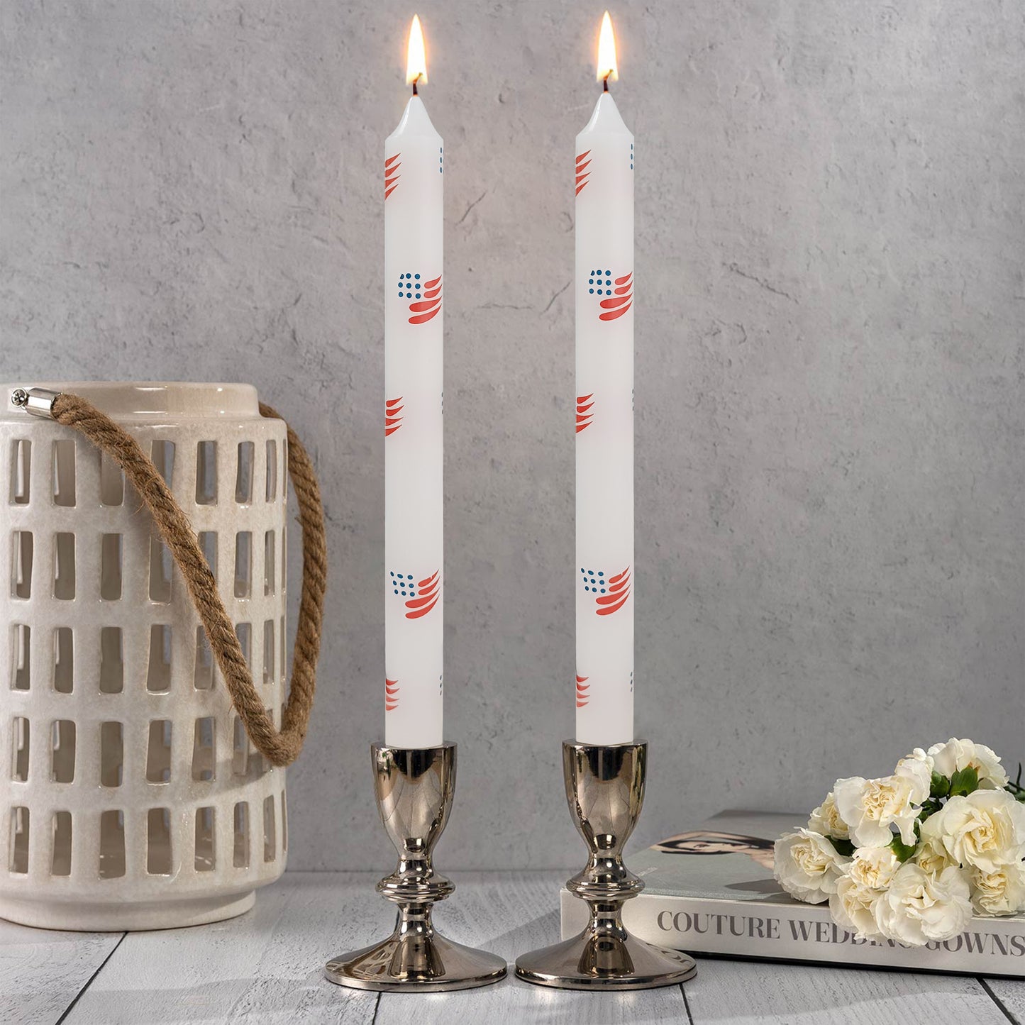 9.8 Inch flag Taper Candles Set of 2