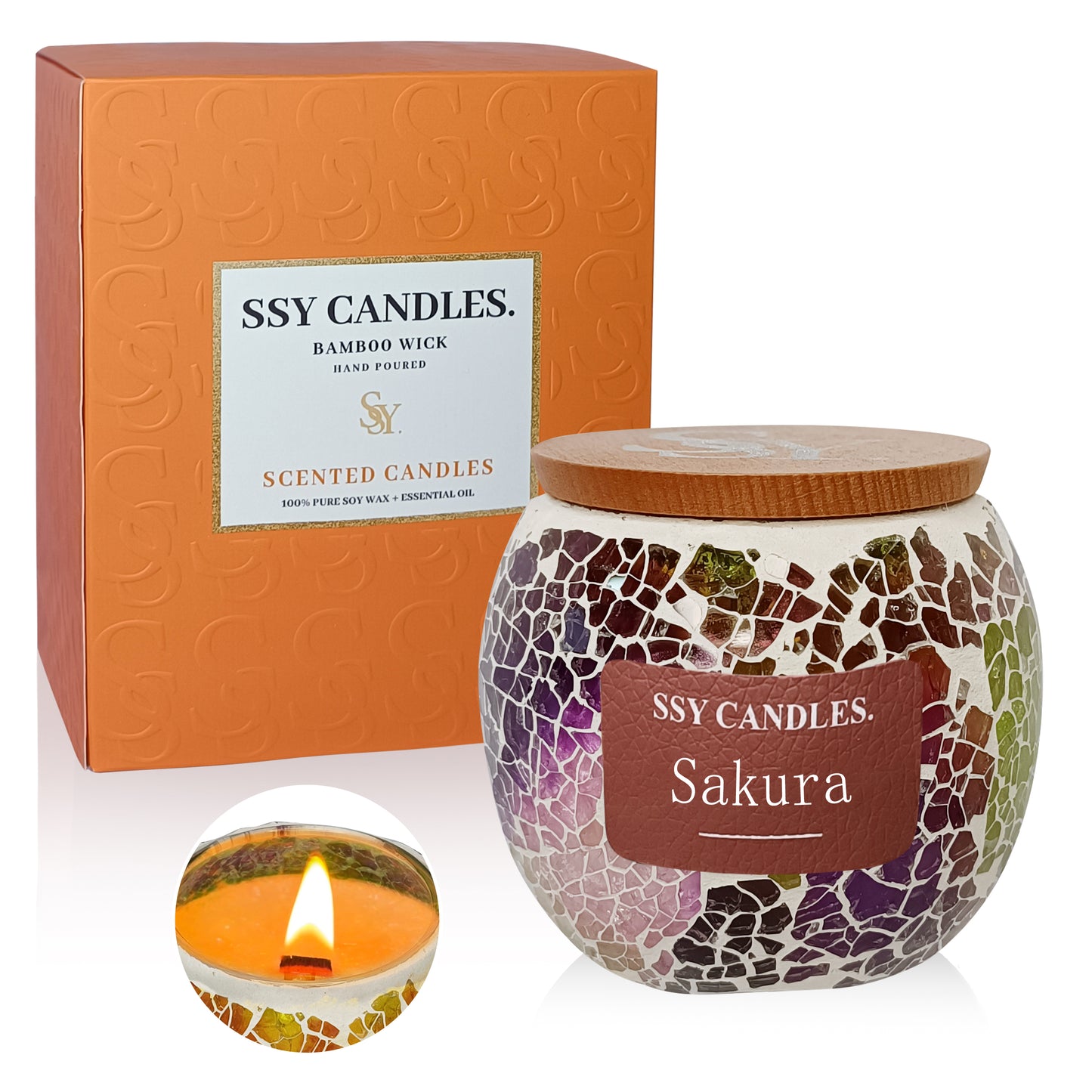 SSY Candle Sakura Scent Classic 3.5 oz Velas aromáticas asiáticas Velas de soja con aroma fuerte