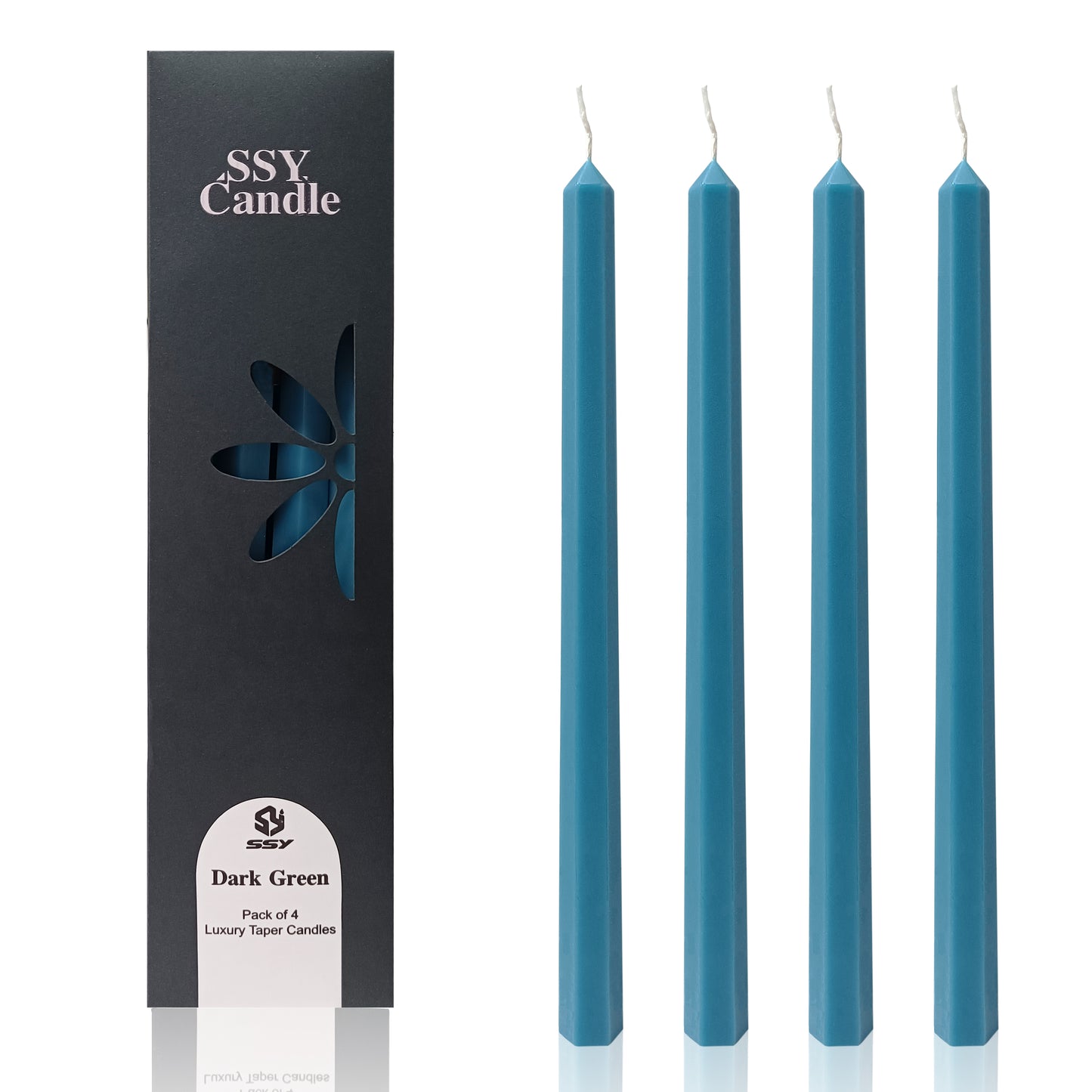 Juego de 4 velas cónicas de 12 pulgadas de largo azul oscuro hechas a mano