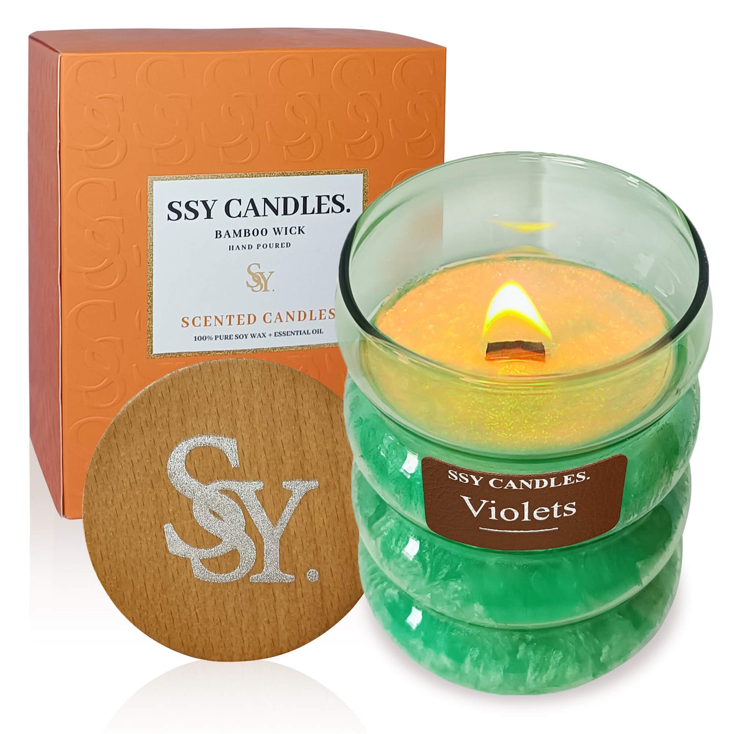 Velas aromáticas SSY, regalos para mujeres, velas de soja naturales de combustión lenta para el hogar, violetas aromáticas 