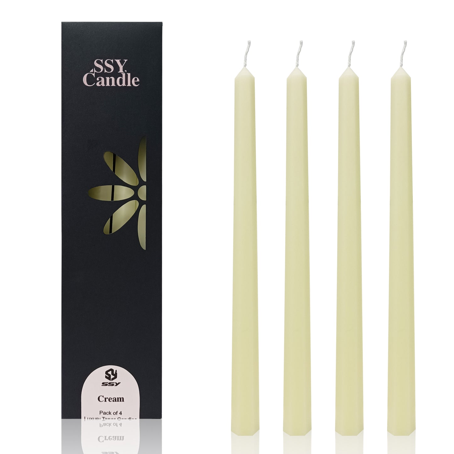 Set Of 4 Handcrafted Cream Yellow 12-Inch Long Taper Candles