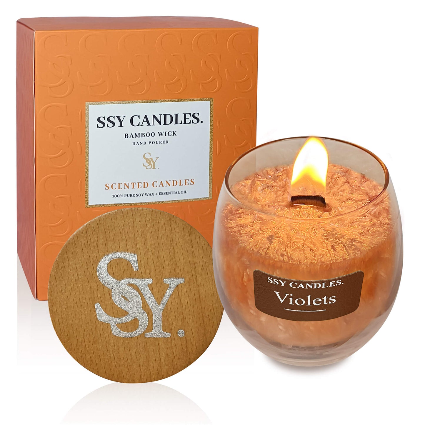 Velas SSY Velas aromáticas de violetas Velas aromáticas masculinas Velas aromáticas de café clásicas de 7.9 oz