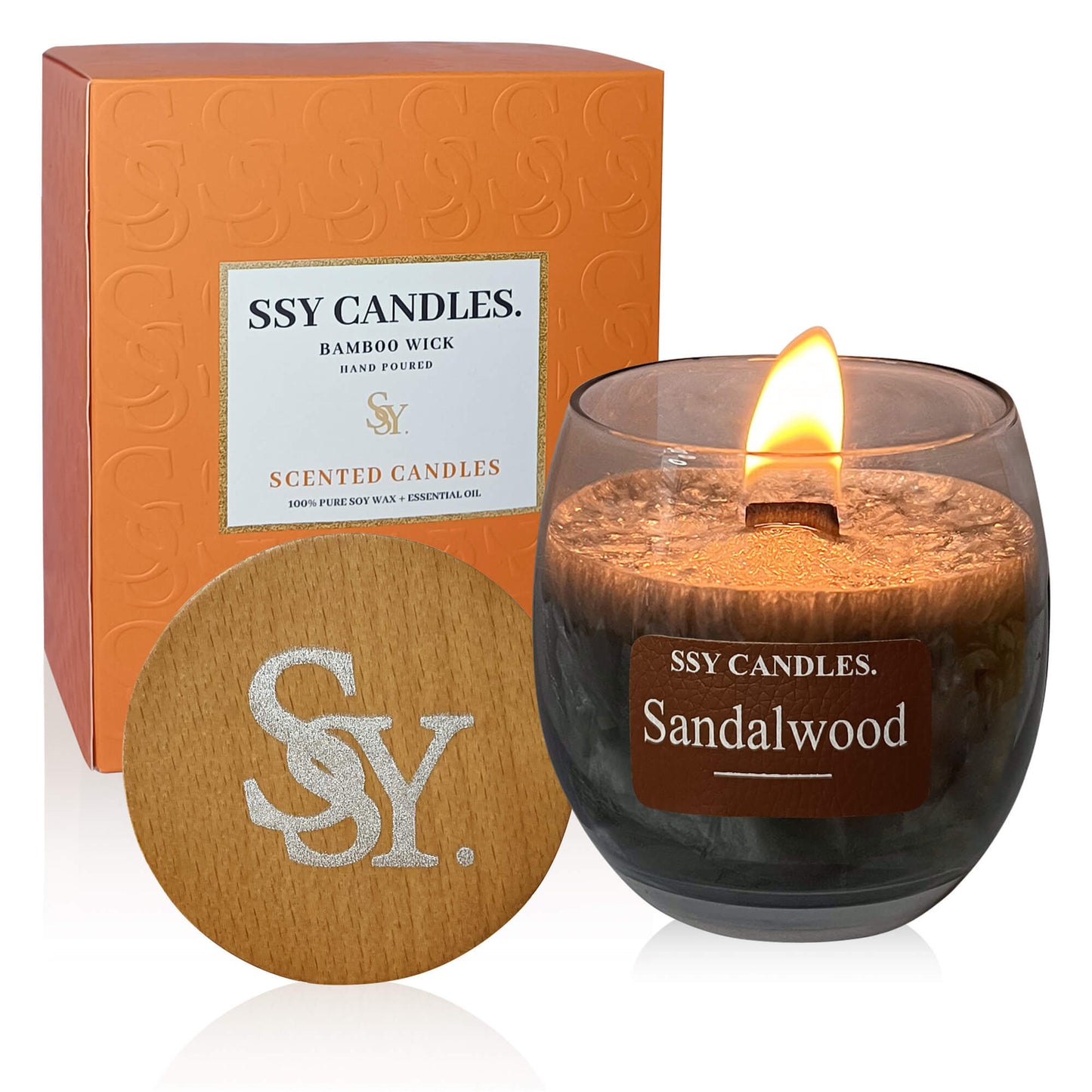 SSY Candles SandalWood Scent Candle Manly Scented Candles Classic 7.9 oz Coffee Scented Candles