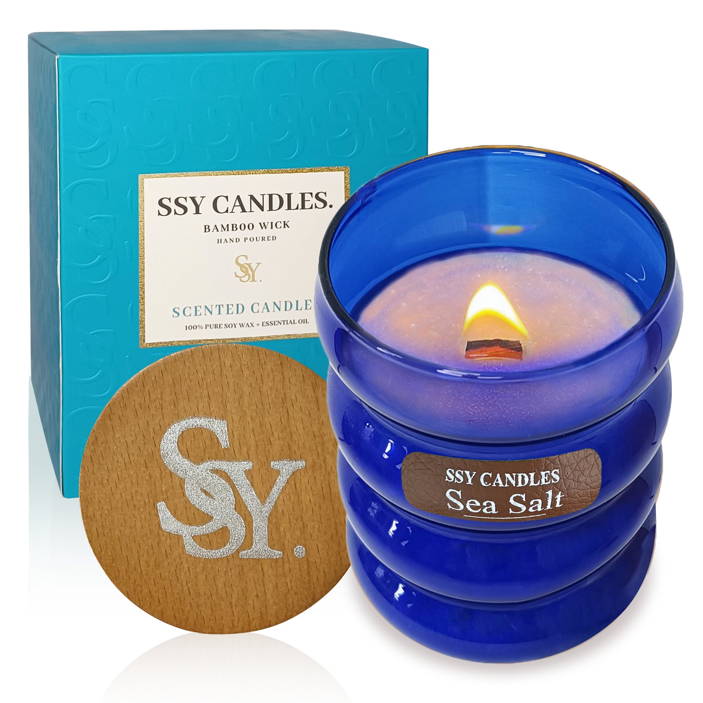 SSY Scented Candles Gifts for Women Slow Burn Natural Soy Candles for Home Scented Sea Salt