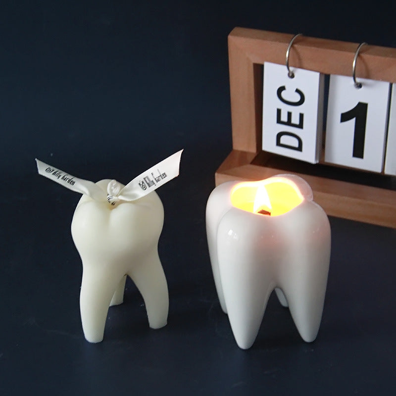 Tooth on Fire！Creative Funny Tooth Scented Candle Tooth Shaped Cup Candle