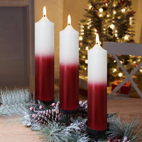 8 Inch Metallic White Red Pillar Candles 1pcs Pack