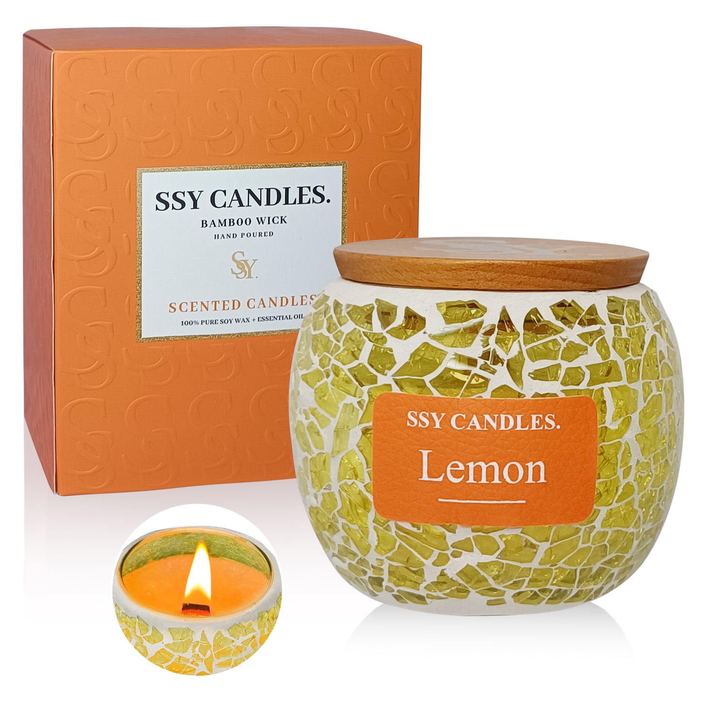 SSY Candle Personalized Scented Candles Classic 3.5 oz Lemon Scented Candles Diy Candle Scents Mosaics