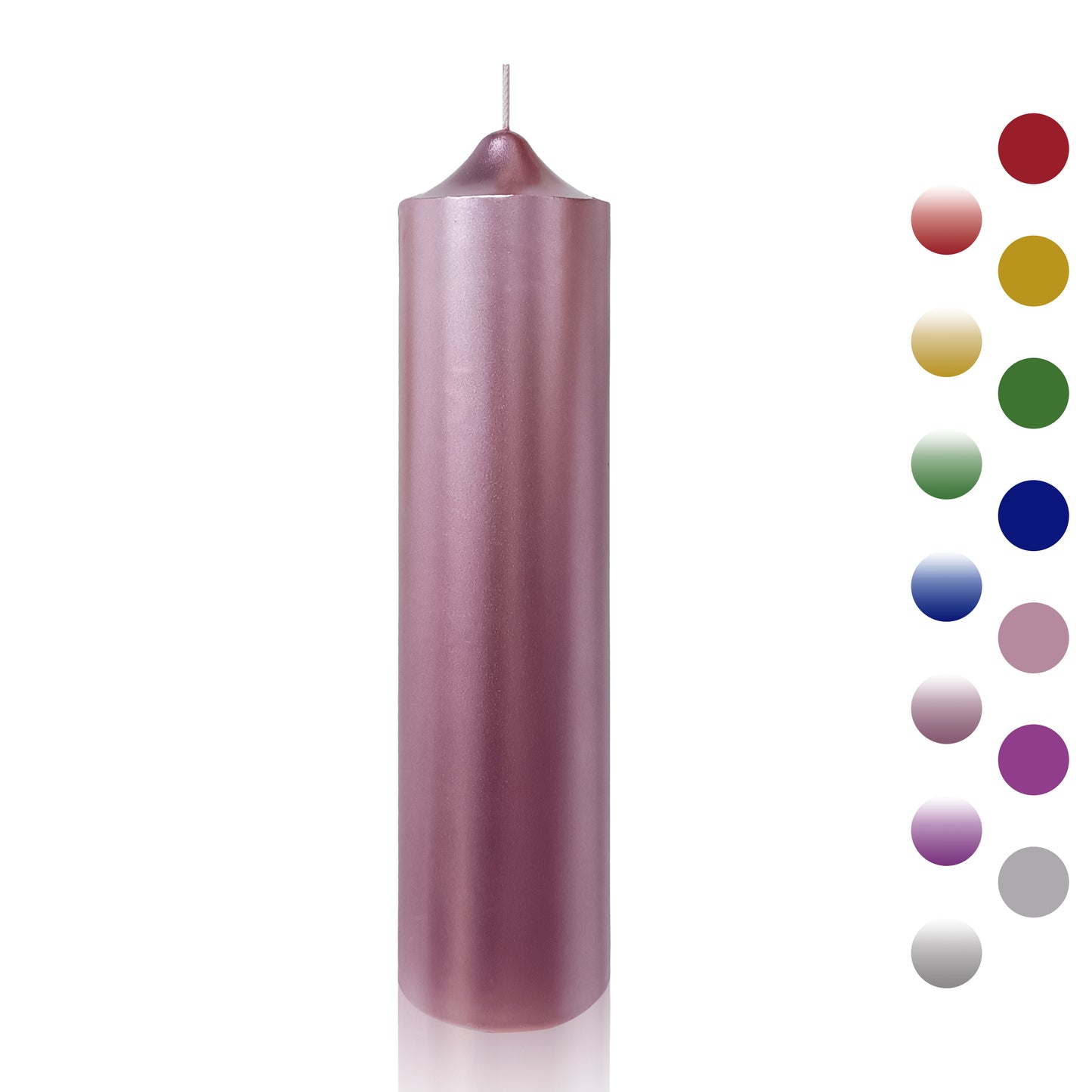 8 Inch Metallic Pink Pillar Candles 1pcs Pack