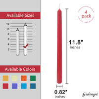 手作りのレッド12インチロングテーパーキャンドル4個セット