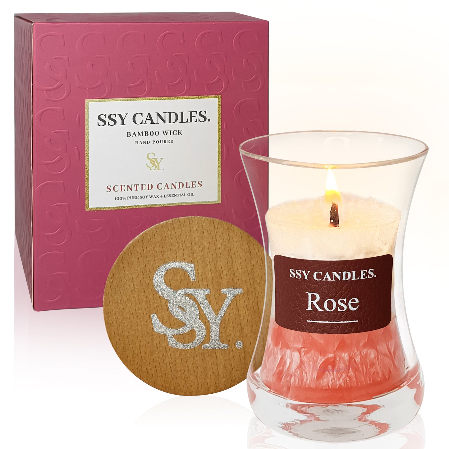 SSY Candle Rose Scented Candle Most Popular Candle Scents Classic 3.5oz Jar Single Wick DIY Scented Candles