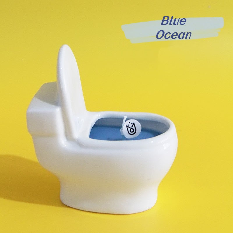 Must Fire！Creative Funny Mini Toilet Shape Vela perfumada Ocean Blue 