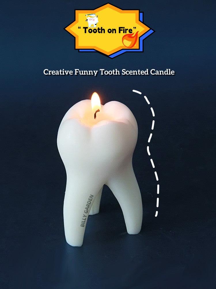 Tooth on Fire！Creative Funny Tooth Scented Candle Shape Candle