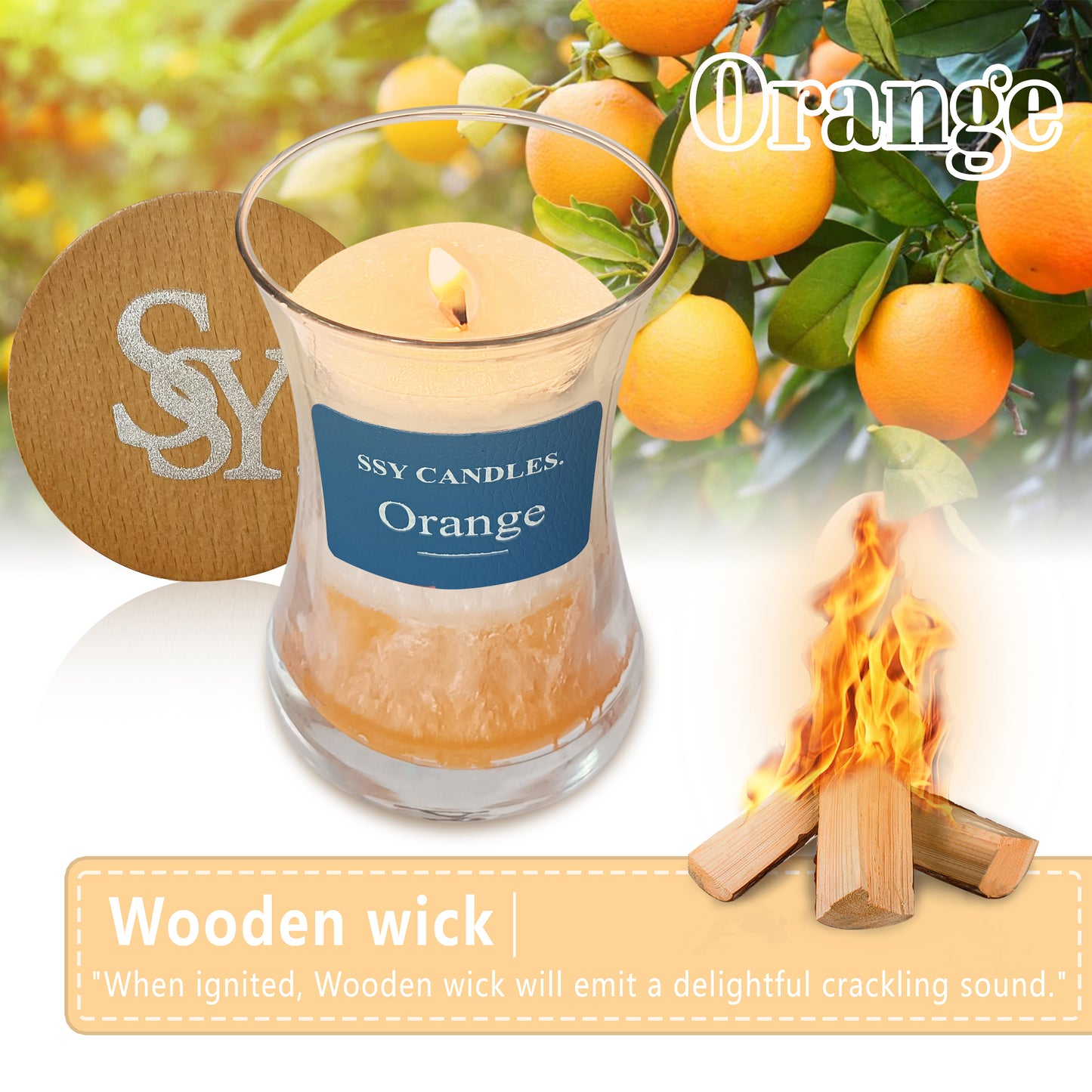 SSY Candle Orange Scented Fall Candle Scents Classic 3.5oz Jar Single Wick Candle Scent List