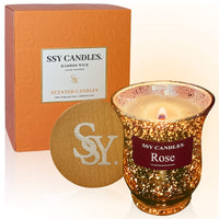 SSY Candles Rose Candle Scent Pretty Scented Candles Wooden Wick & Soy Wax Library Scented Candle