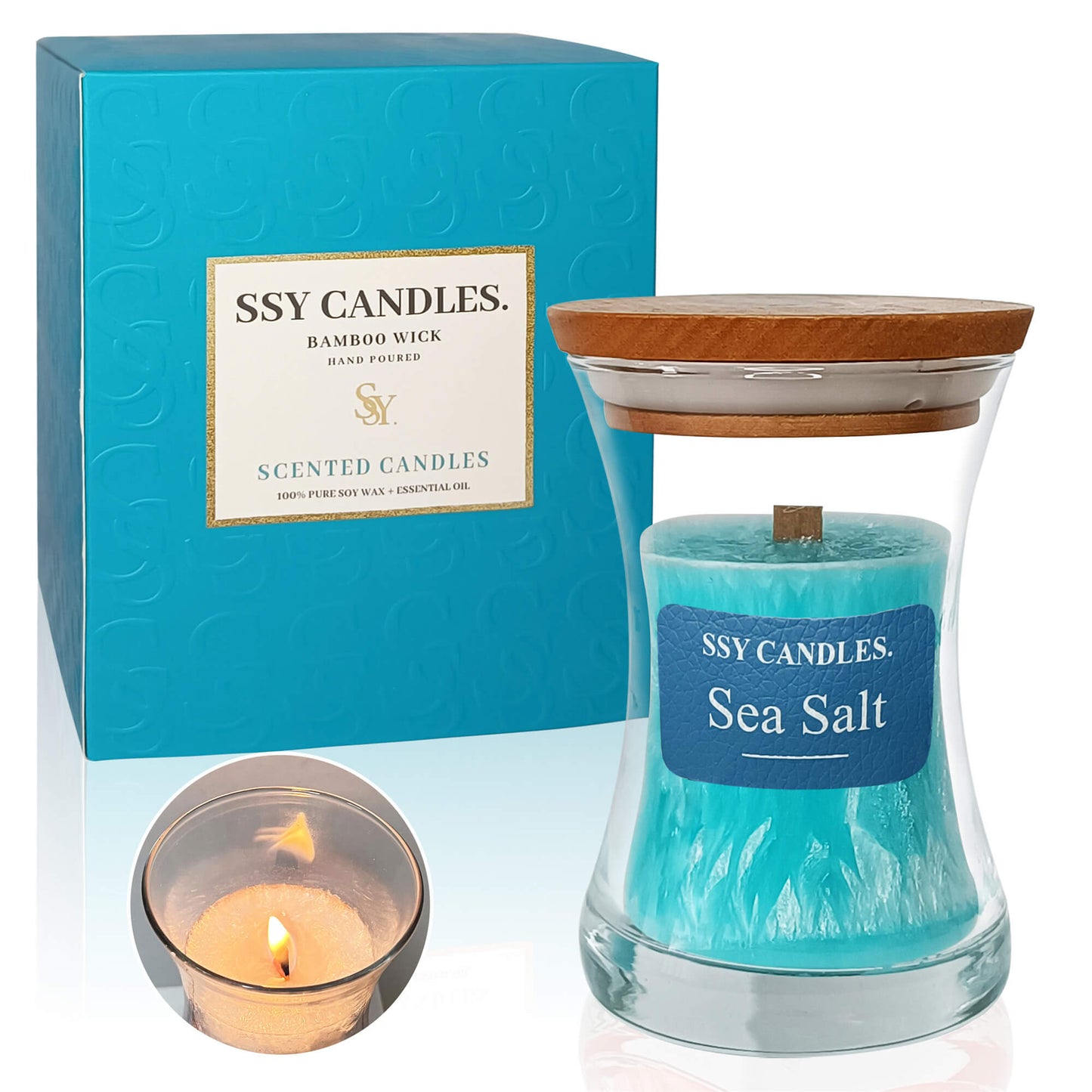 SSY Candle Sea Salt Scents Good Candle Scents Velas de soja clásicas de 3.5 oz Velas perfumadas sin llama perfumadas