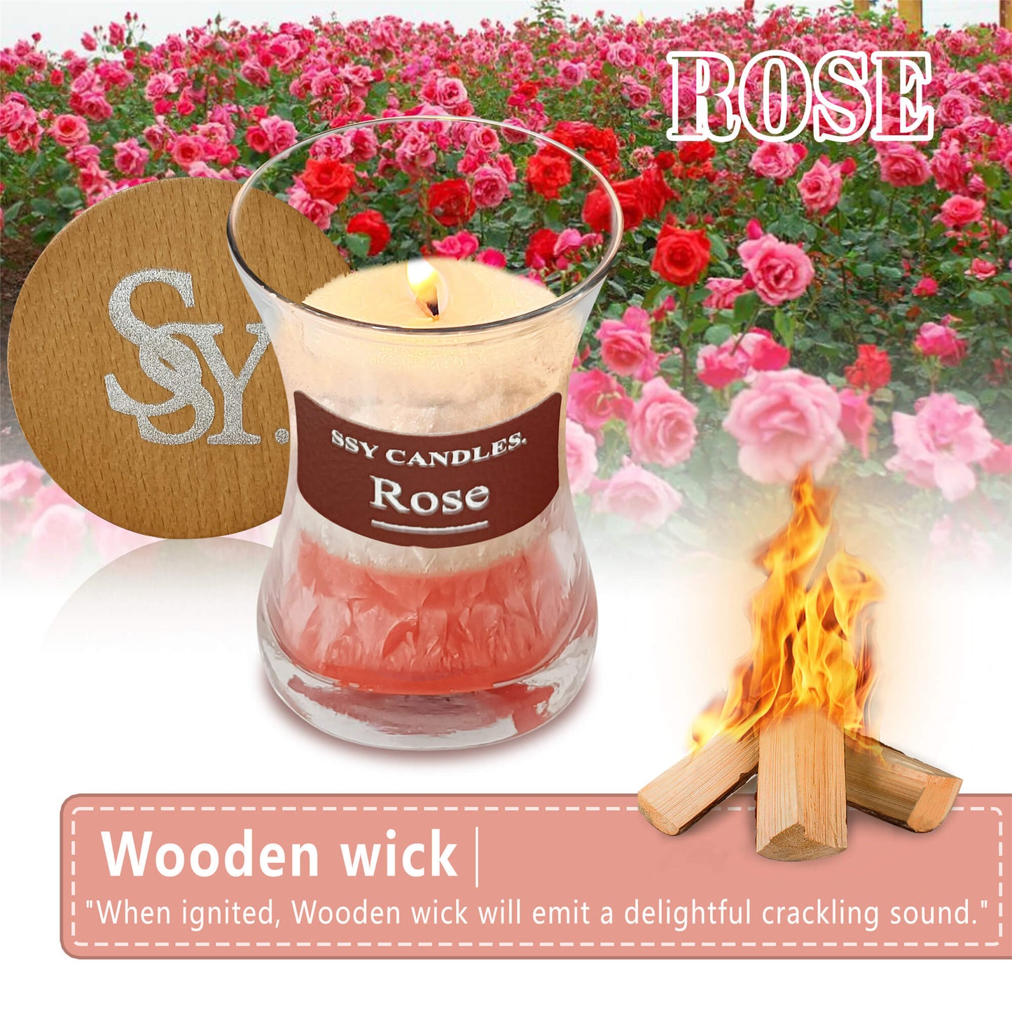 SSY Candle Rose Scents Good Candle Scents Classic 3.5 oz Soy Candles Scented Flameless scented candles