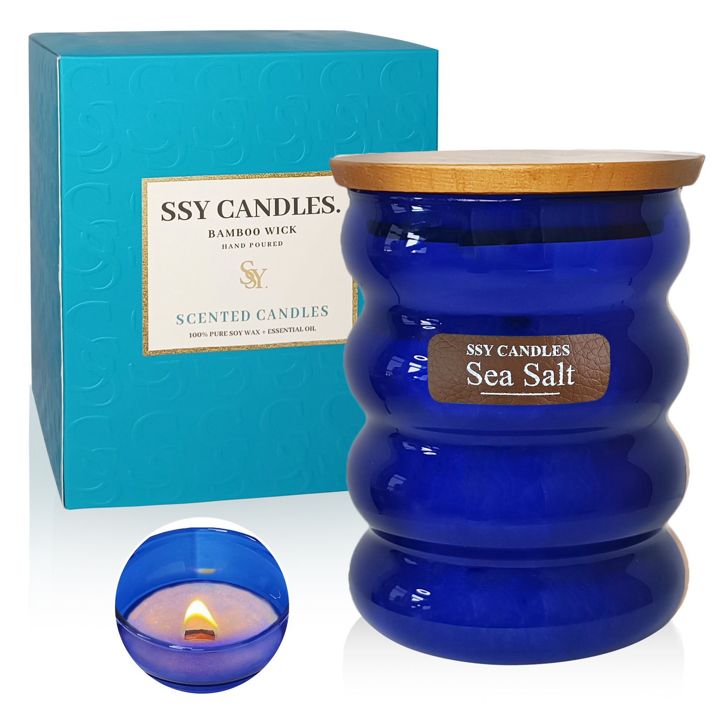 SSY Scented Candles Gifts for Women Slow Burn Natural Soy Candles for Home Scented Sea Salt