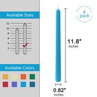 手作りのブルー 12 インチ長テーパー キャンドル 4 個セット
